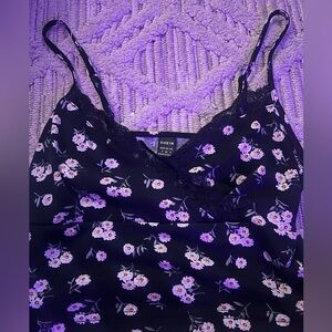 SHEIN Black Dress with White Floral Lace